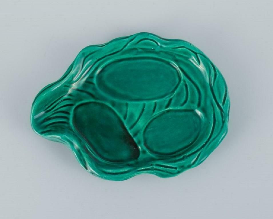 Vallauris, France Four Dishes With Glaze In Shades Of Green, 1960 70s. photo for sale