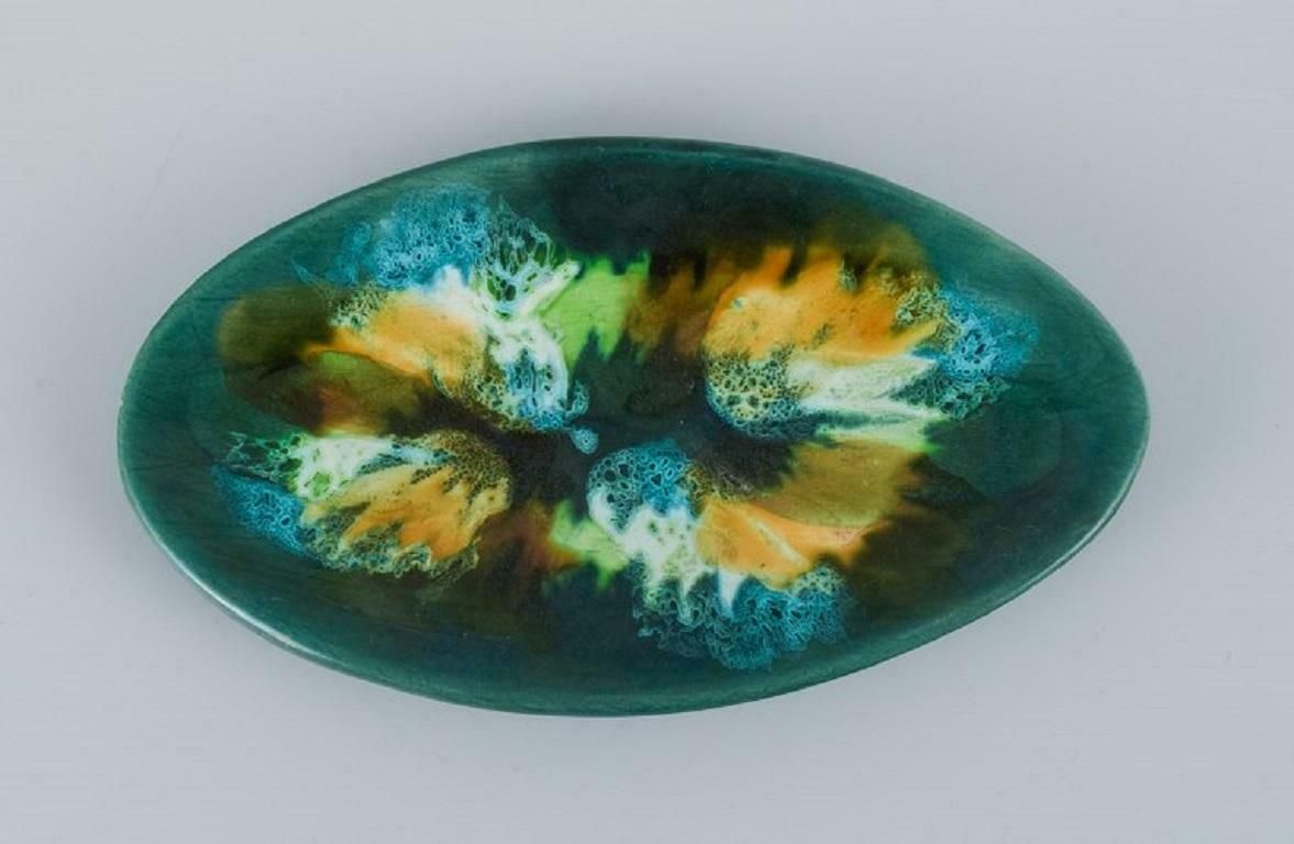 Vallauris, France Four Dishes With Glaze In Shades Of Green, 1960 70s. photo Home Decor