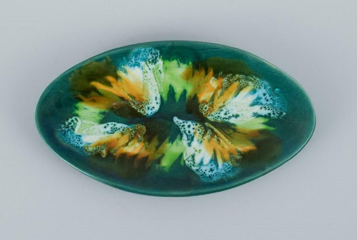 Vallauris, France Four Dishes With Glaze In Shades Of Green, 1960 70s. photo 367.0