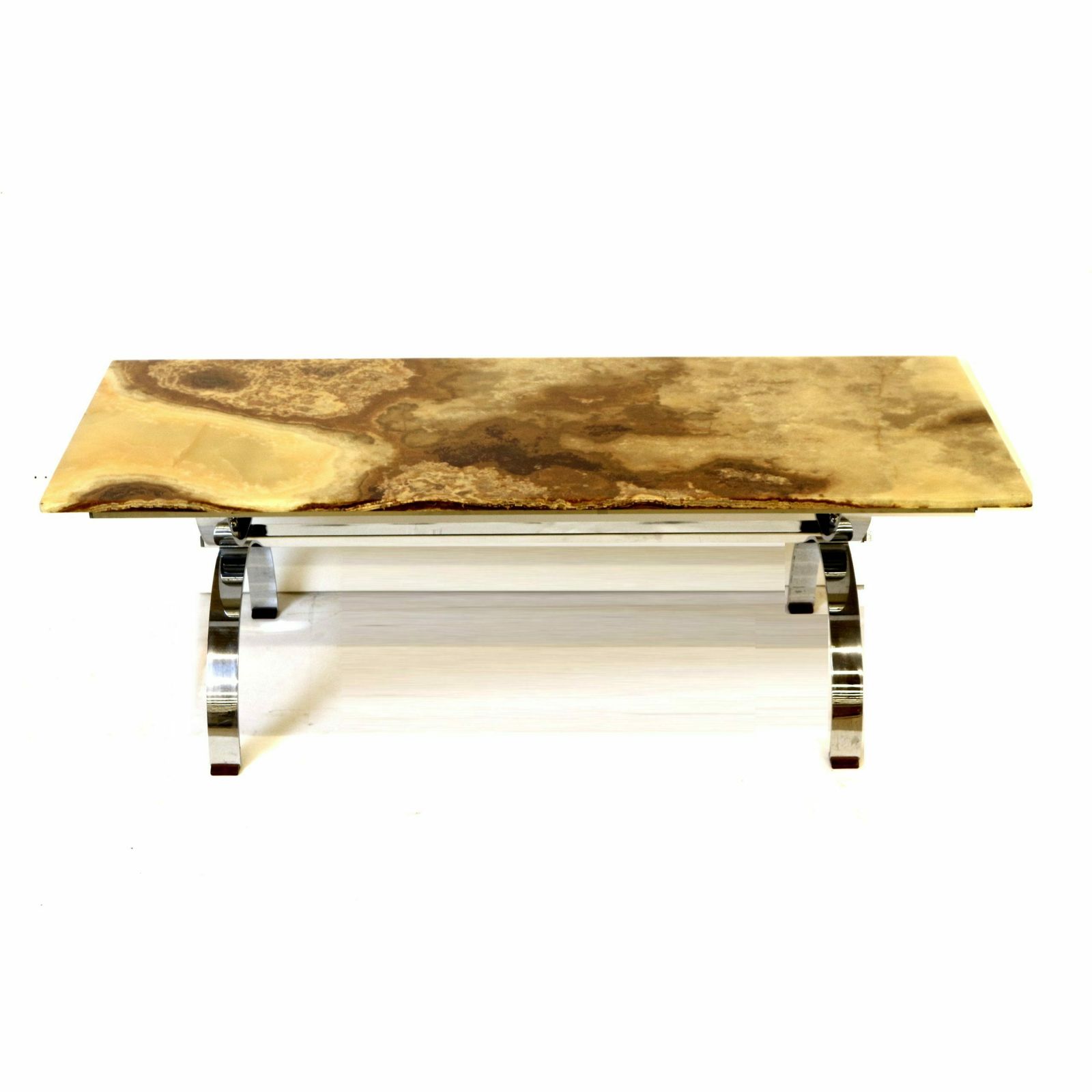 Vintage Onyx Coffee Table With Chrome Base Made In The 1970s photo for sale