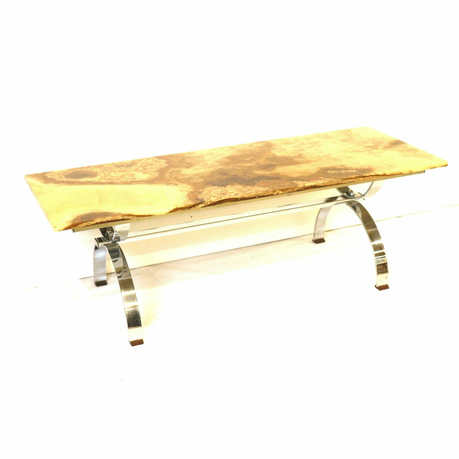 Vintage Onyx Coffee Table With Chrome Base Made In The 1970s photo Furniture
