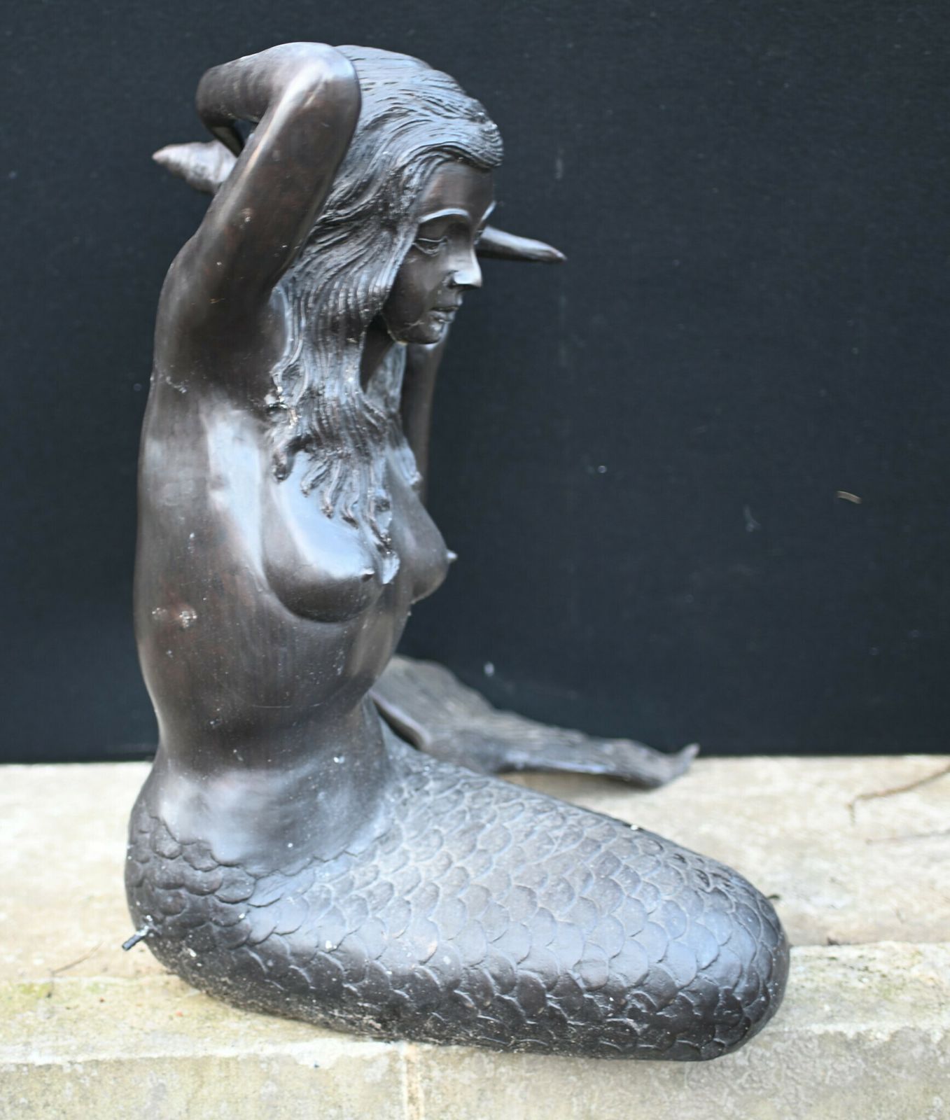 Bronze Mermaid Fountain Garden Statue Siren Female Figurine photo furniture
