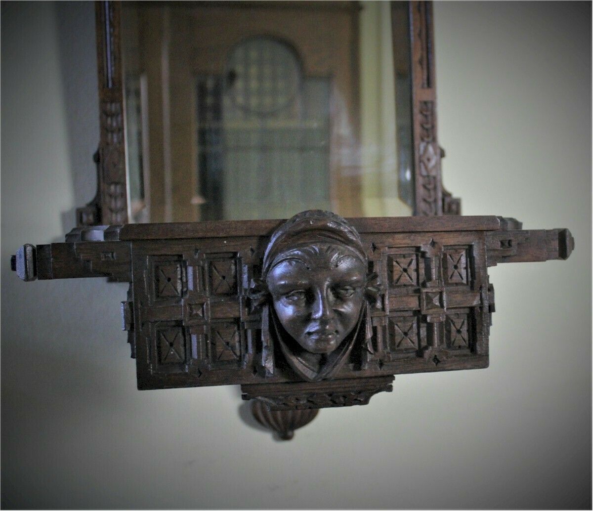 Pair Of Aesthetic Period Mahogany Mirrored Back Wall Brackets photo furniture