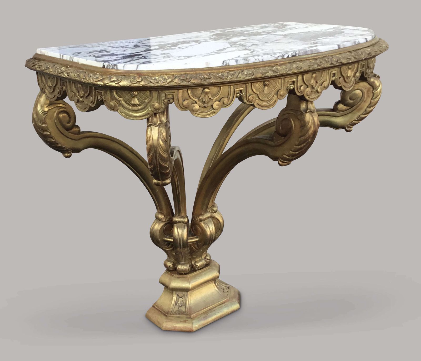 Impressive C19th Carved Giltwood Console Table In The Kentian Manner photo 7480.0