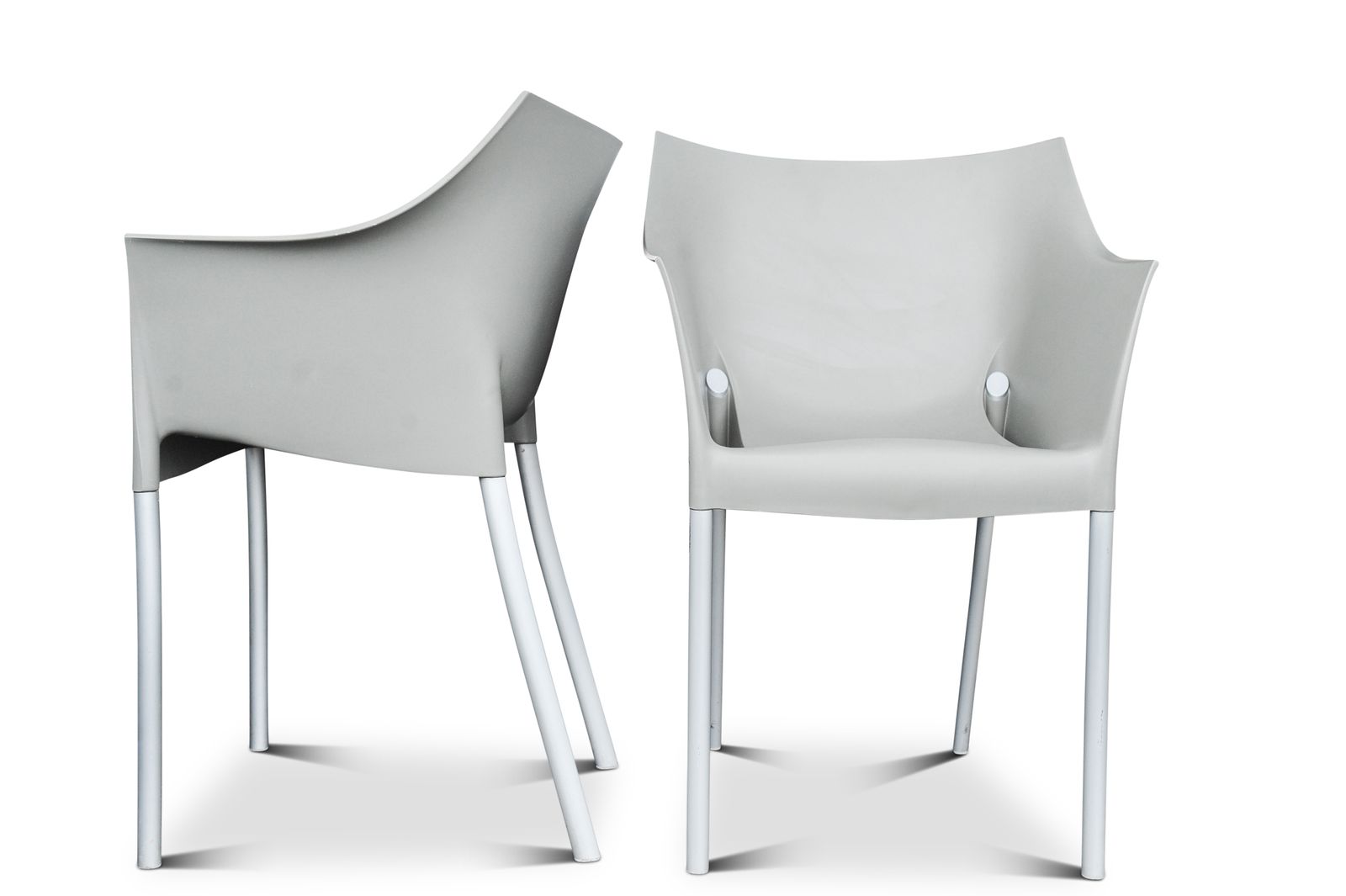 Philippe Starck Grey The DR. No Arm Chair A Stackable Iconic Chair Manufactured In Italy By Kartell 1990's Two In Stock Price Per Item Ol photo furniture