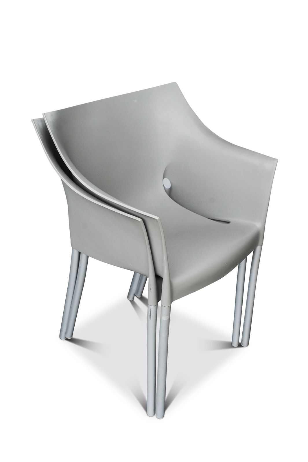 Philippe Starck Grey The DR. No Arm Chair A Stackable Iconic Chair Manufactured In Italy By Kartell 1990's Two In Stock Price Per Item Ol photo Furniture