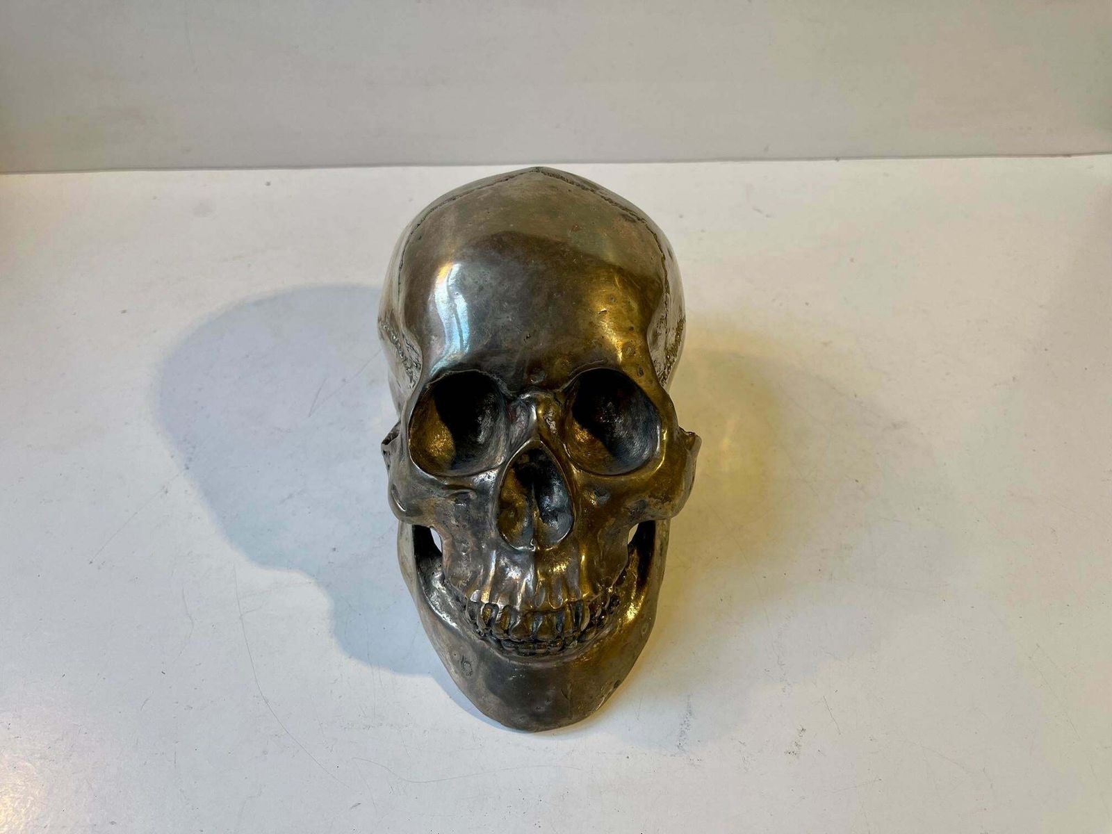 Vintage Bronze Cast Of A Human Skull 1:1 1950s photo 2042.0