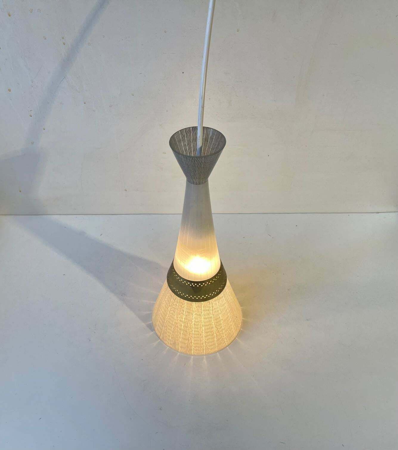 Mid Century Italian Glass And Brass Pendant Light Attributed To Stilnovo 1950s photo furniture