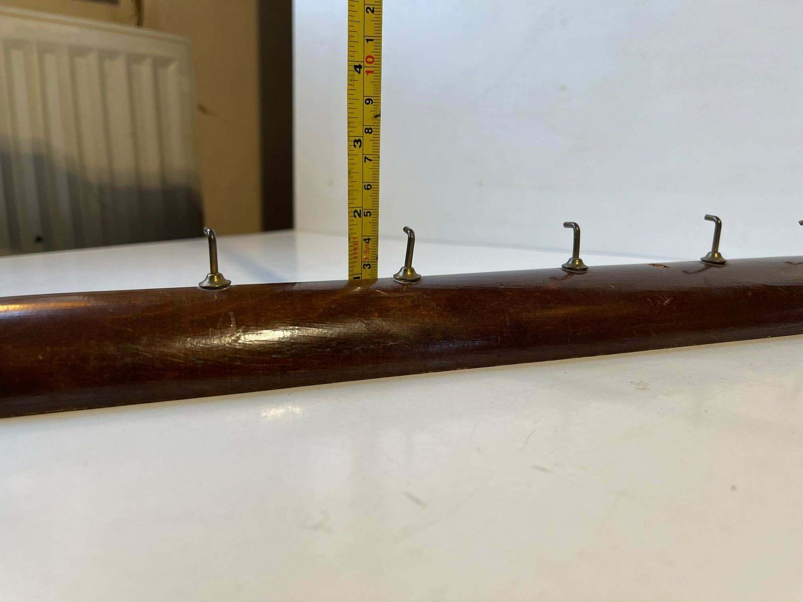Antique Battle Axe Key Or Towel Rack In Brass And Mahogany photo vintage