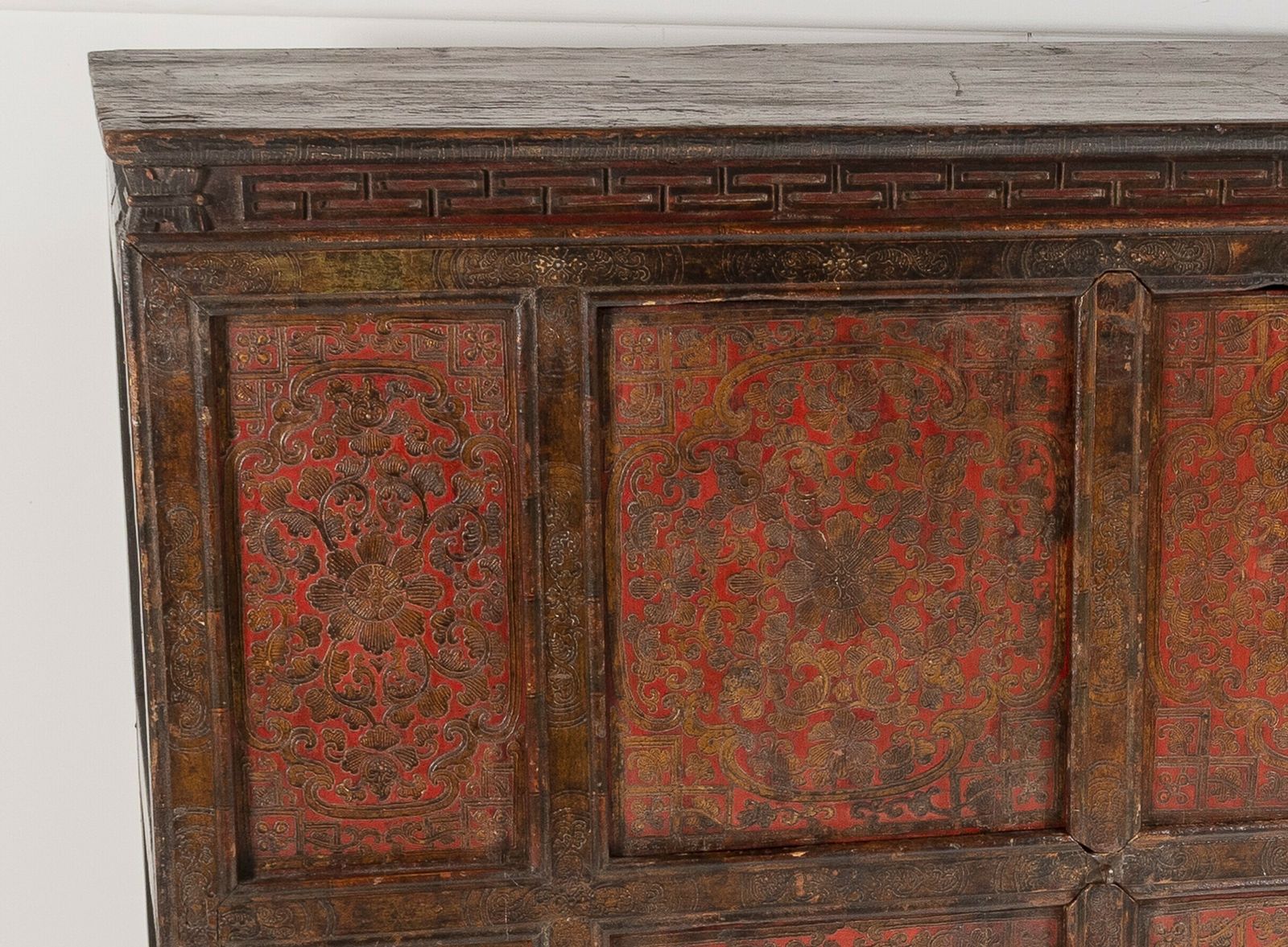 photo buy Original 19thc Large Chinese Tibetan Hand Painted Lacquered Alter Cupboard Sideboard