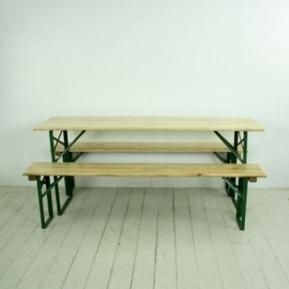 Customised Length Vintage German Beer Table And Benches In Natural Pine Finish