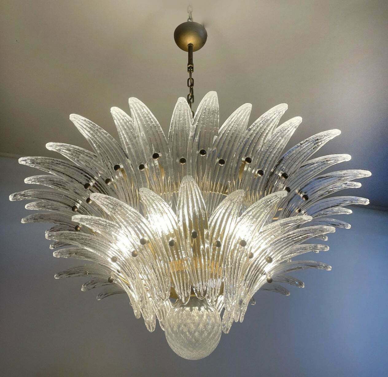 Mid 20th Century Spectacular Pair Of Venetian Chandeliers. Murano, 1980s photo for sale