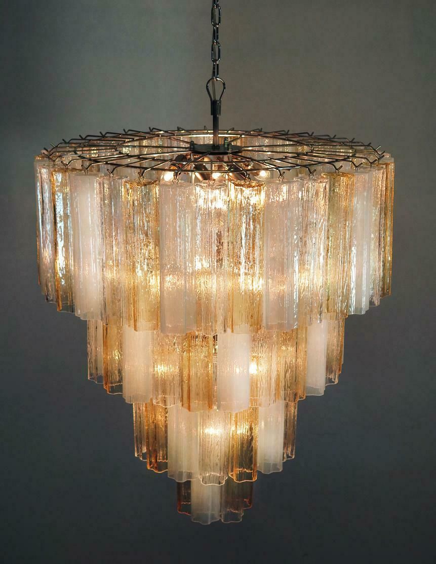 Huge And Amazing Vintage Murano Glass Tiered Chandelier, 78 Glasses, Amber Opal photo 1777.0