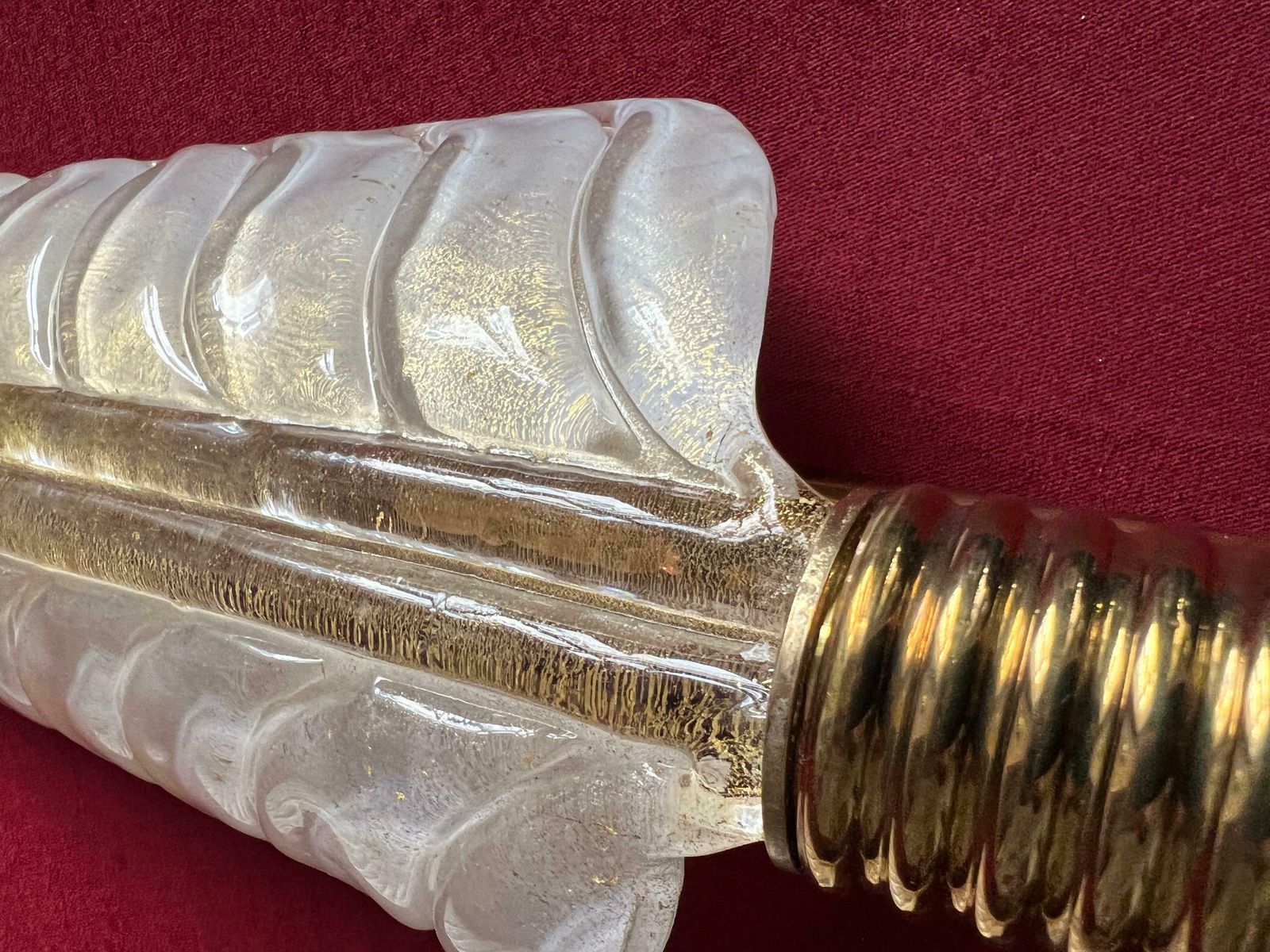 Luxurious Pair Of Large Wall Lamps By Barovier & Toso Gold, Murano, 1960s photo vintage