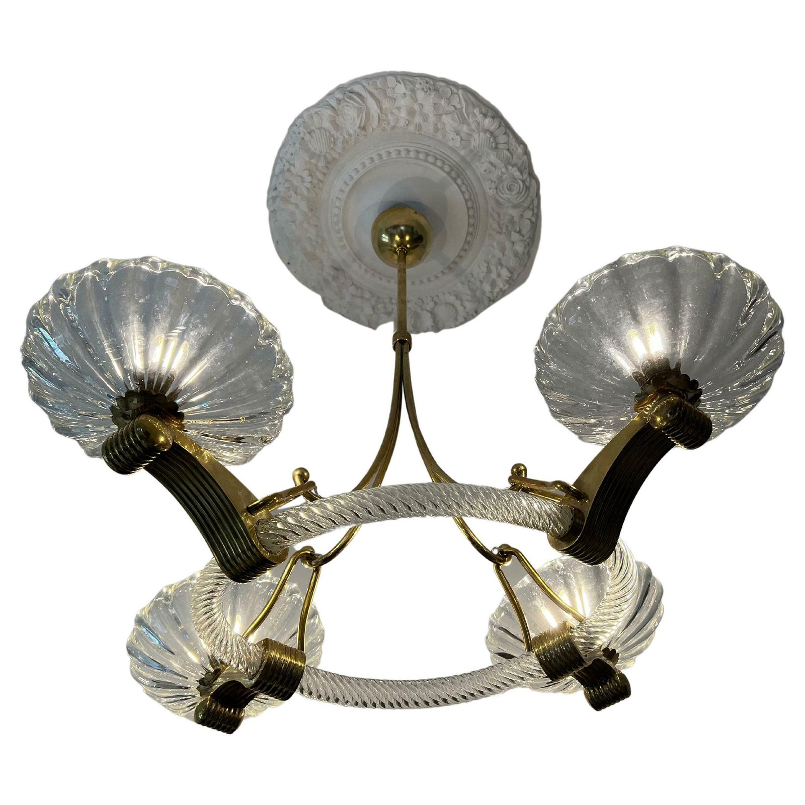 Chandelier By Barovier & Toso, Murano, 1940s