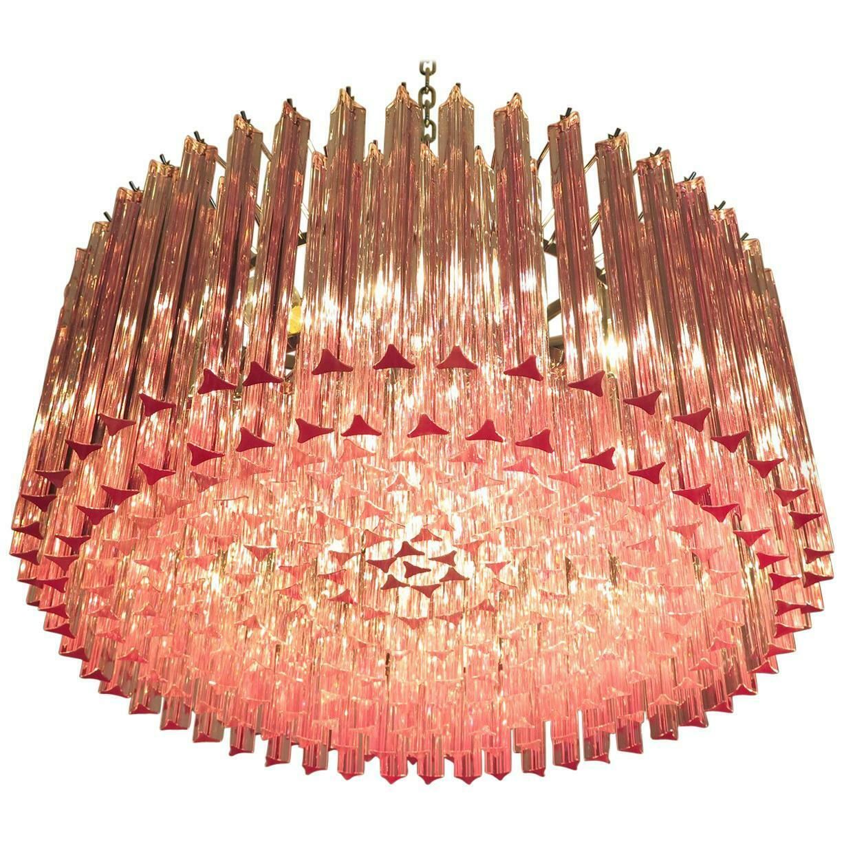 Triedri Glass Chandelier, 265 Pink Prism, Murano photo furniture