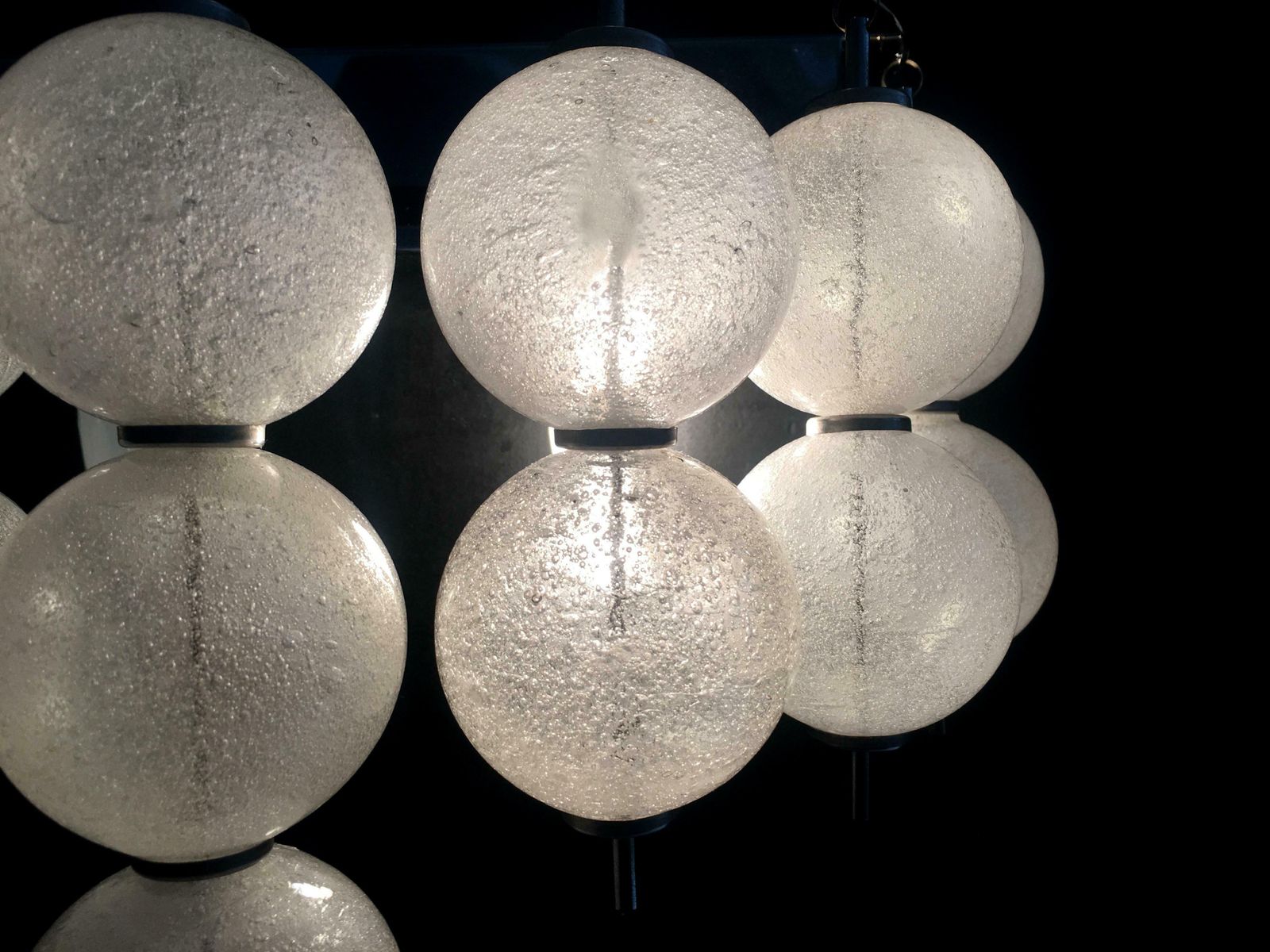 Midcentury Pair Of Sconces With Pulegoso Glass Balls By Mazze, Murano, 1970 photo 2100.0