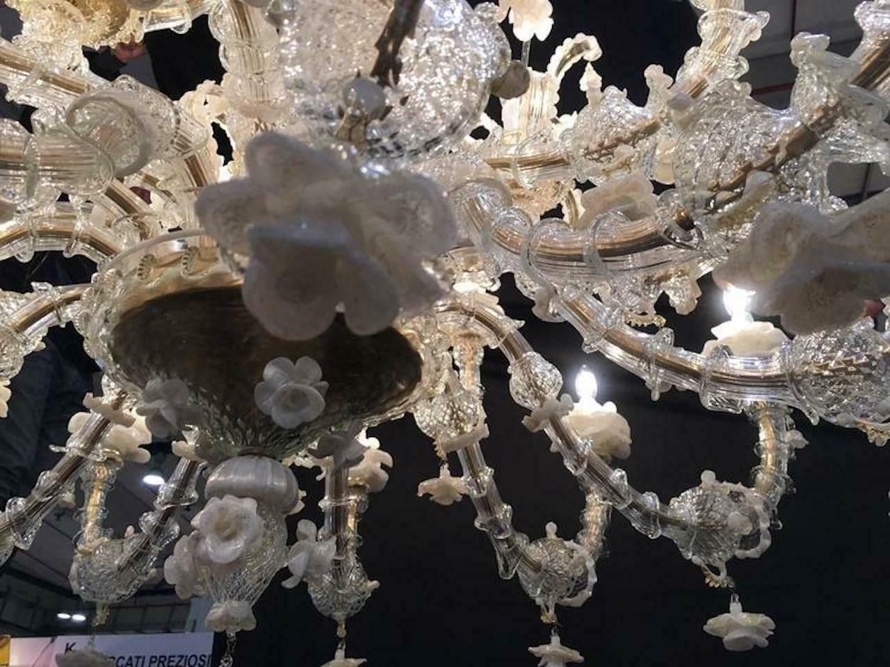 photo furniture Spectacular Italian Chandelier Gold Inclusions, Murano, 1980s