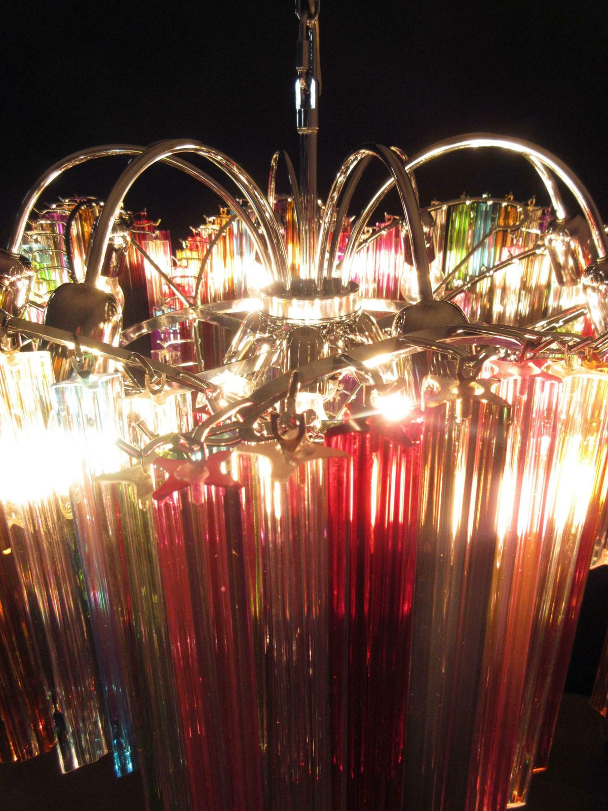 14214.0 Pair Of Italian Chandelier Multicoloured Quadriedri, Murano photo