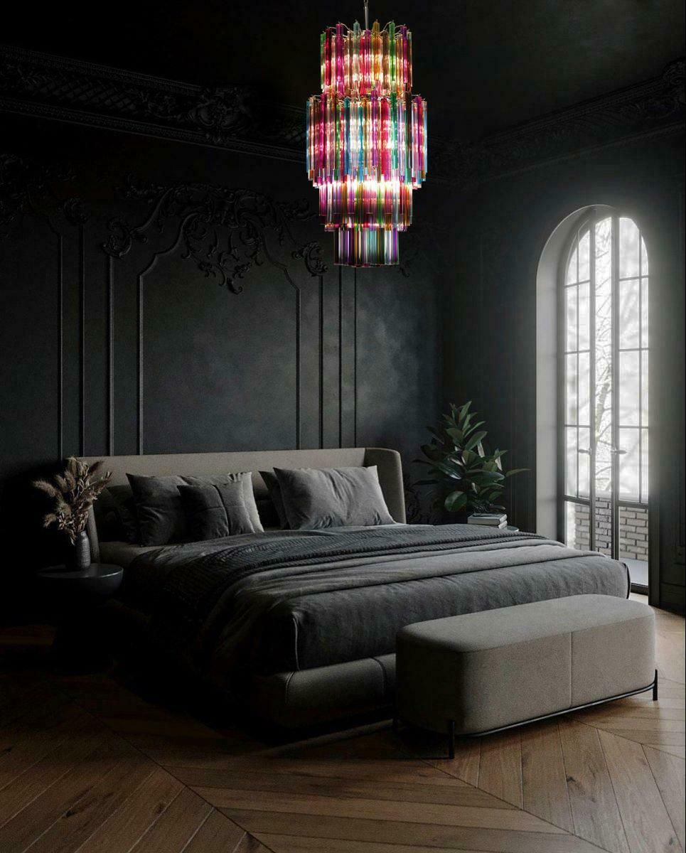 Amazing Pair Italian Murano Arlecchino Glass Chandeliers photo Lighting