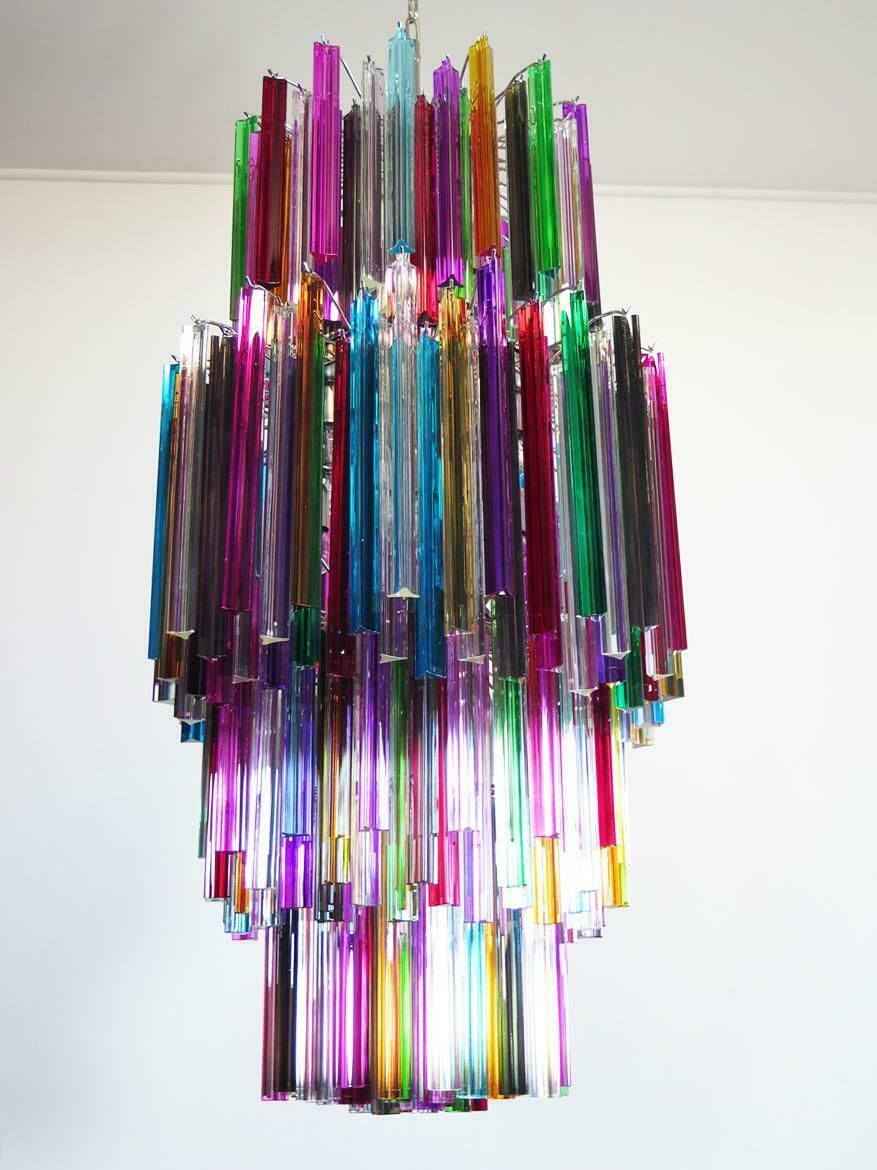 Lighting Amazing Pair Italian Murano Arlecchino Glass Chandeliers photo