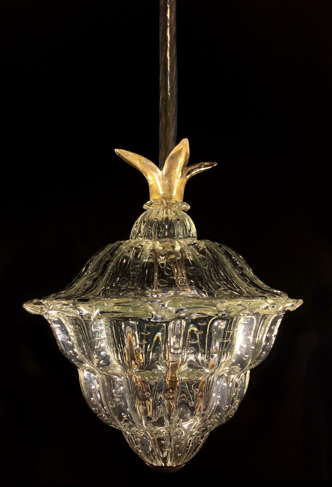 Chandeliers "The King", Gold Inclusion By Barovier & Toso, Murano, 1940s photo 4039.0