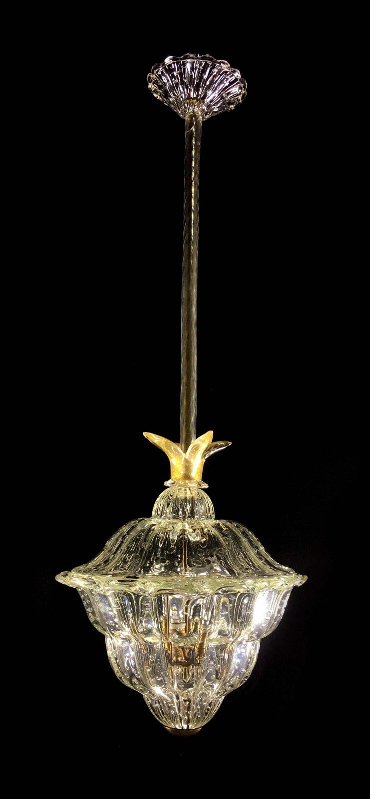 photo furniture Chandeliers "The King", Gold Inclusion By Barovier & Toso, Murano, 1940s