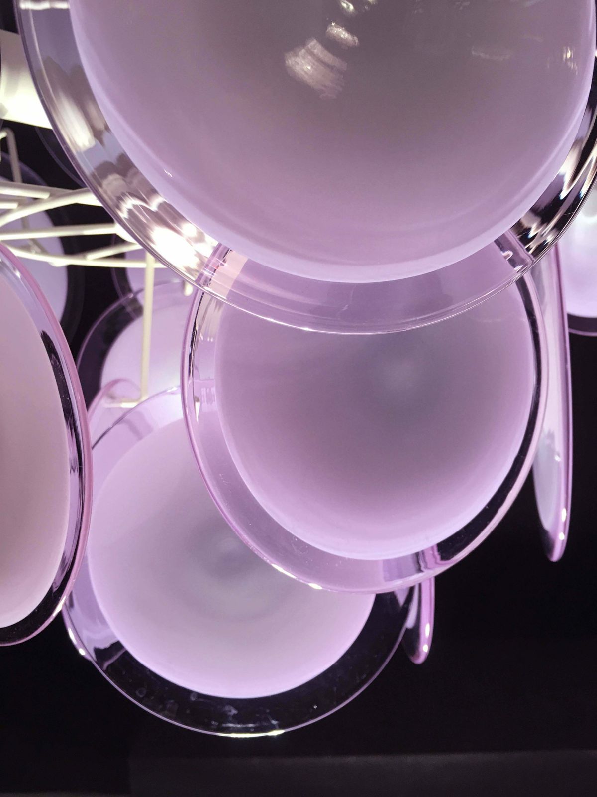 Pair Of Italian Disc Chandeliers By Vistosi, Murano, 1970s photo buy