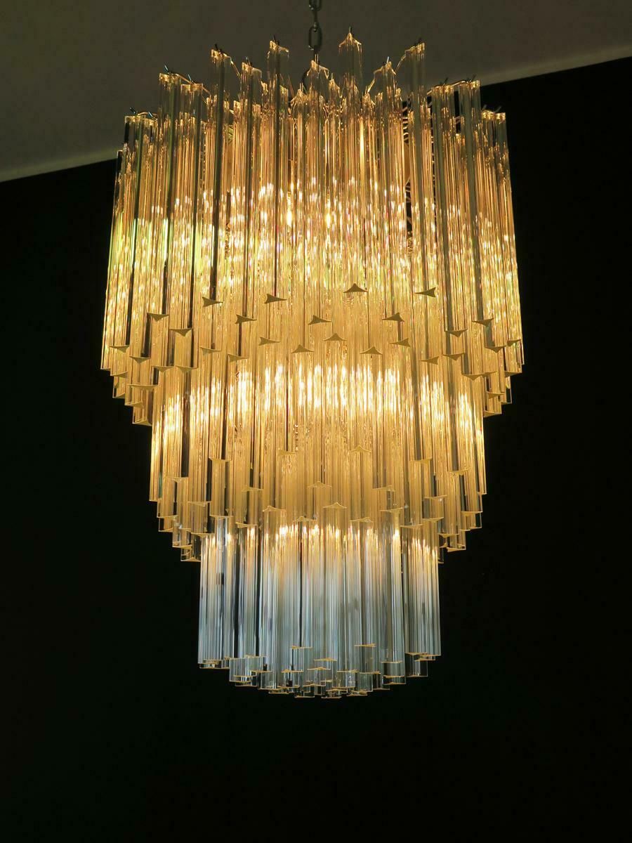 Lighting Majestic Italian Chandelier Triedri, 184 Prism, Murano photo