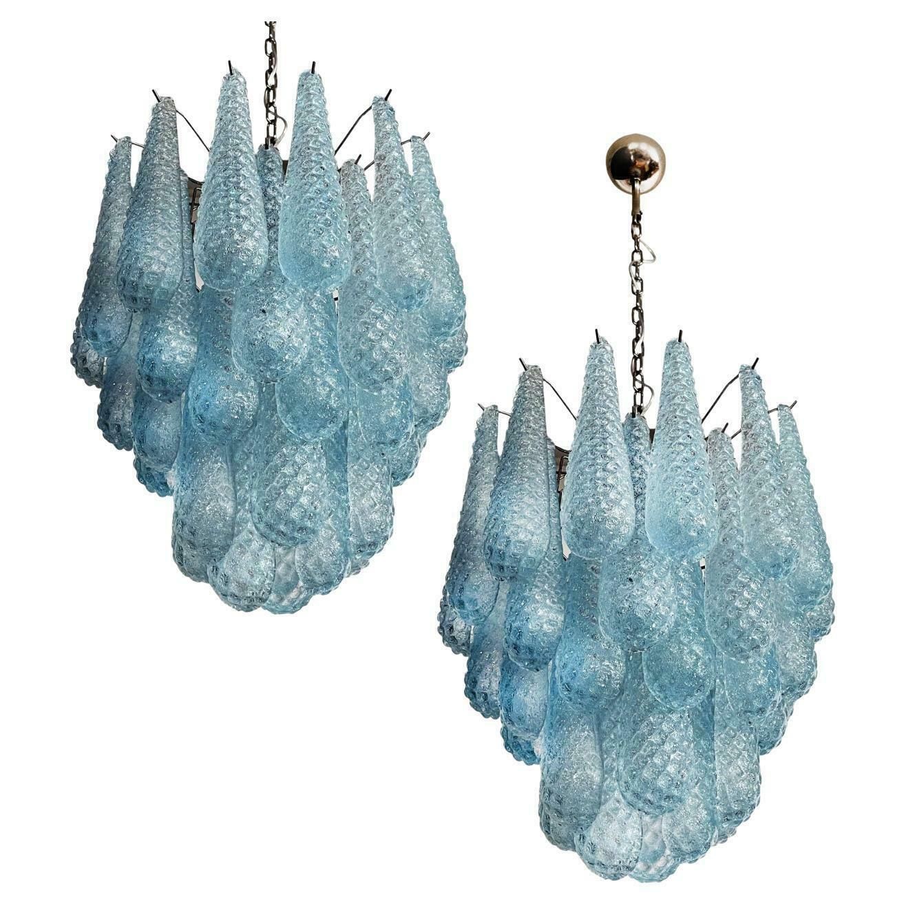 Fascinating Pair Of Italian Murano Glass Chandeliers