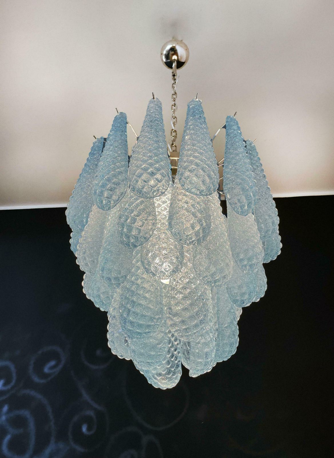 photo for sale Fascinating Pair Of Italian Murano Glass Chandeliers