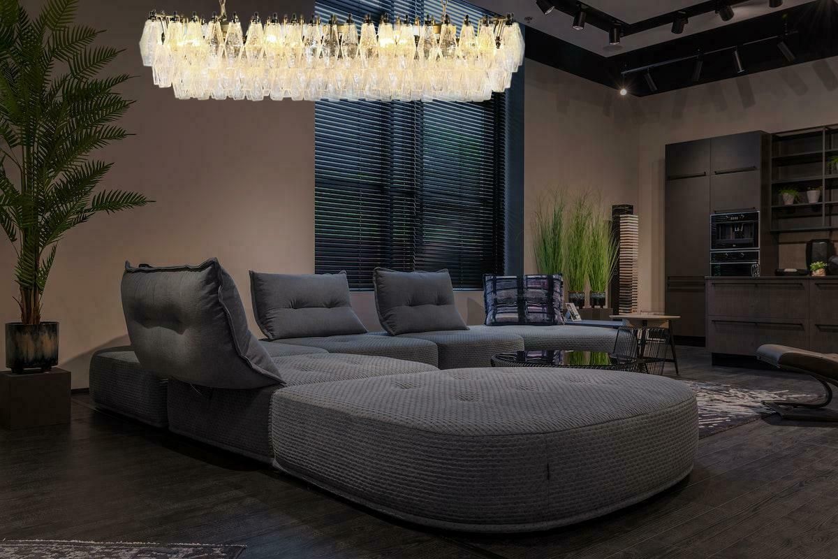 photo vinterior Elegant Murano Poliedri Chandelier   Carlo Scarpa   138 Transparent Glasses