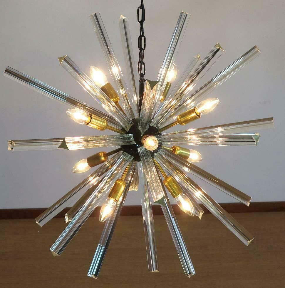 Exceptional Pair Of Sputnik Chandeliers,30 Crystal Glass Murano, 1990 photo vinterior
