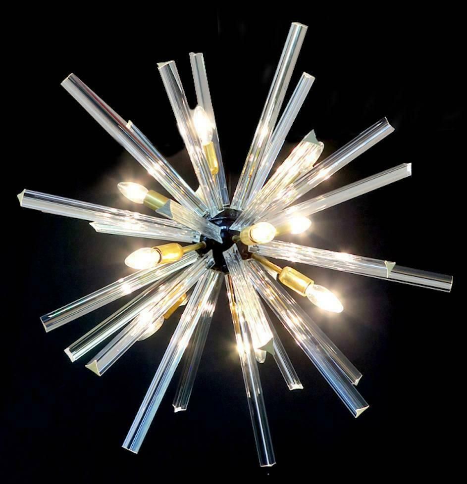 Exceptional Pair Of Sputnik Chandeliers,30 Crystal Glass Murano, 1990 photo buy