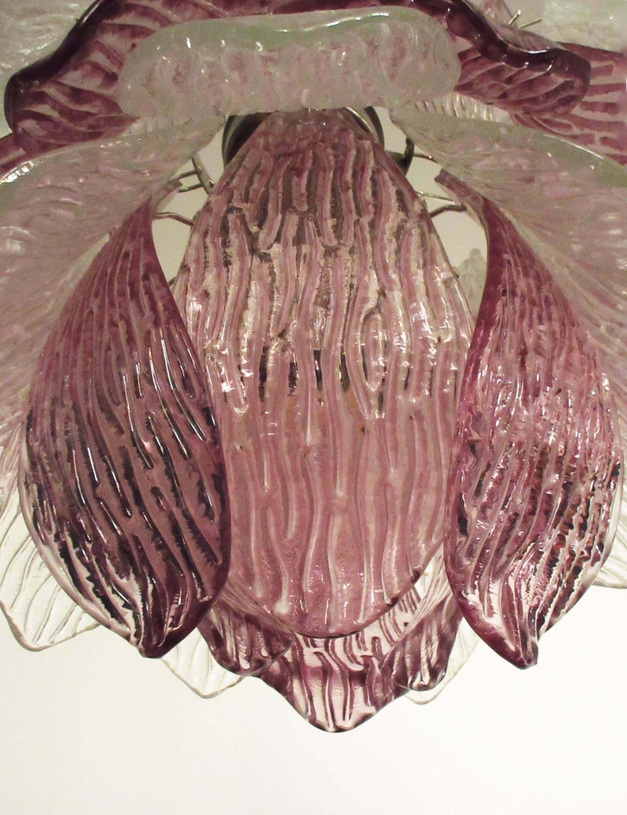 photo vinterior Pair Of Italian Murano Chandeliers Transparent And Amethyst Glasses, Murano, 1