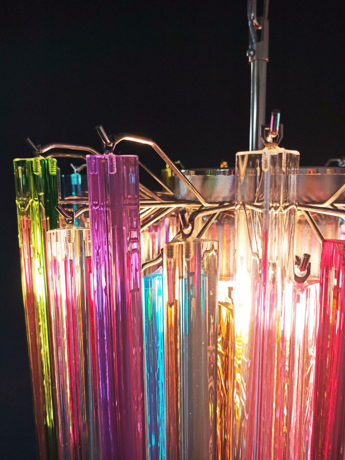 Fantastic Italian Multicoloured Prism "Arlecchino" Chandelier. Murano photo Lighting