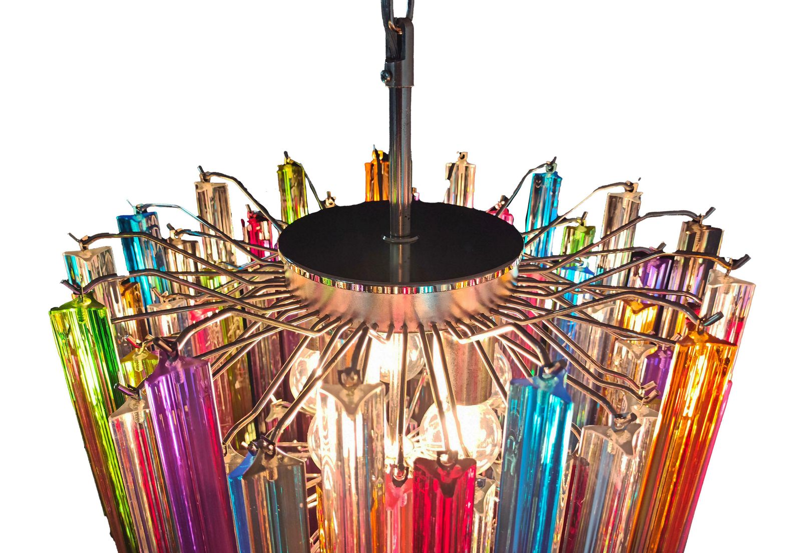 photo for sale Fantastic Italian Multicoloured Prism "Arlecchino" Chandelier. Murano