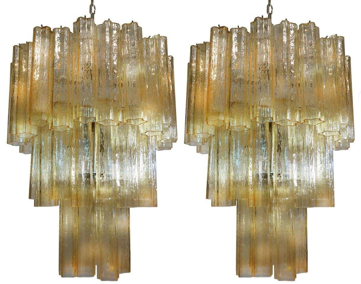 Luxurious Pair Of Gold Coloured Murano Chandeliers photo Lighting