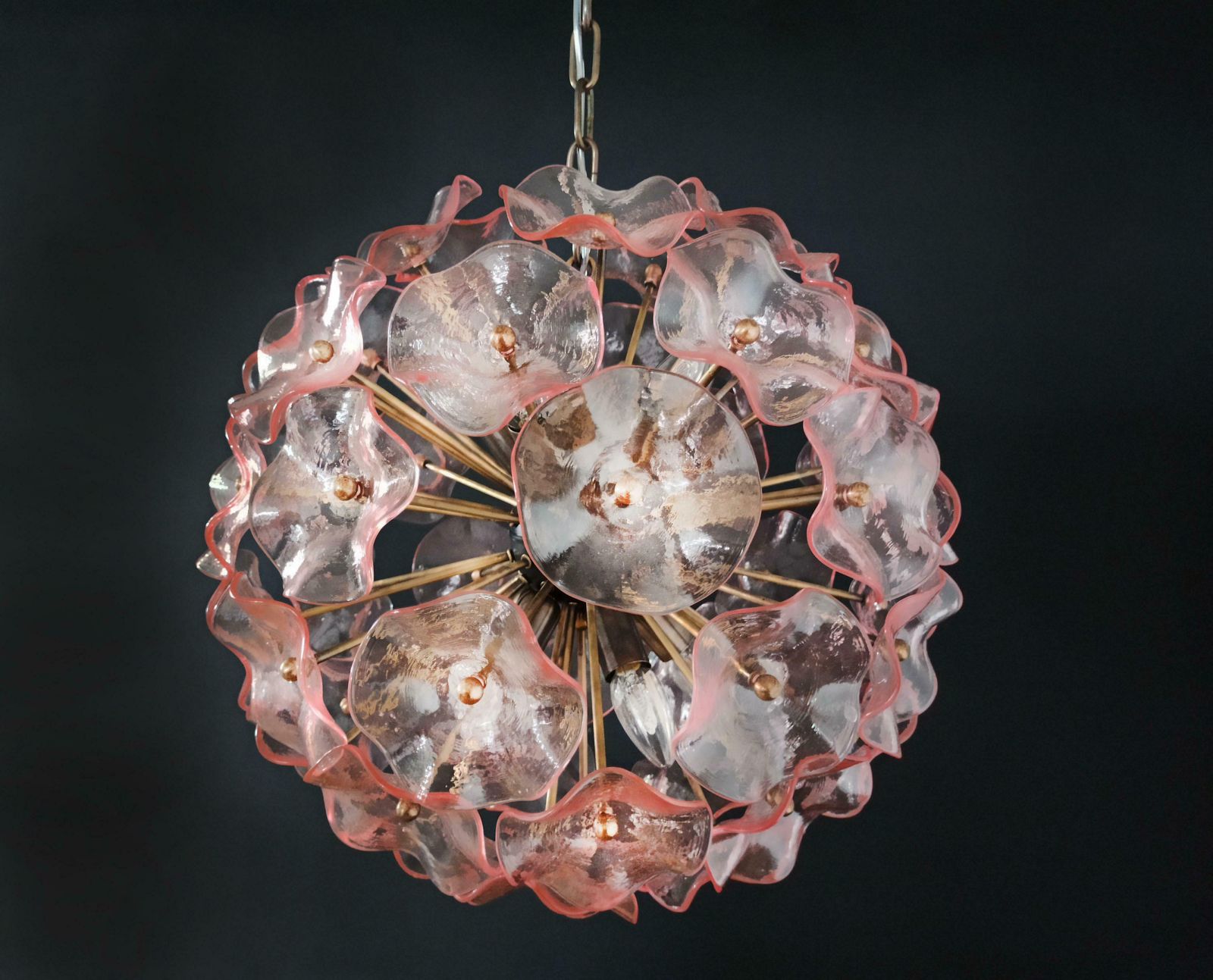 Stunning Vintage Sputnik Italian Crystal Chandelier, 51 Pink Glasses photo furniture
