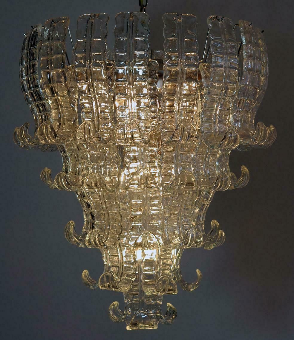 photo furniture Italian Murano Six Tier Felci Glass Chandeliers, 1970s