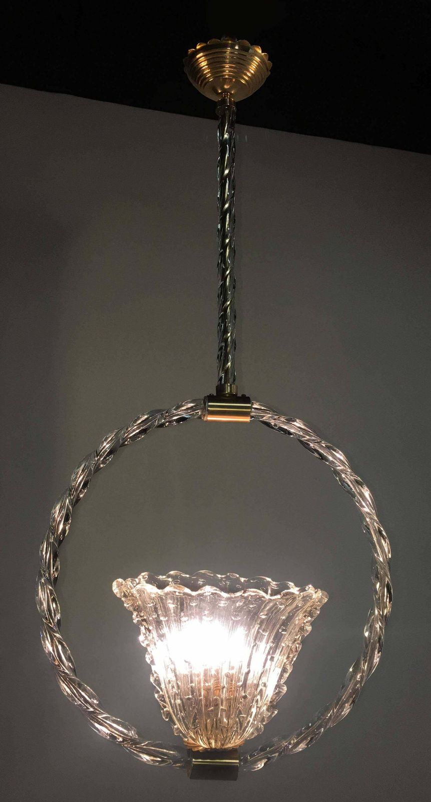 Charming Bubble Glass Pendant By Barovier And Toso  Murano  1940s photo for sale