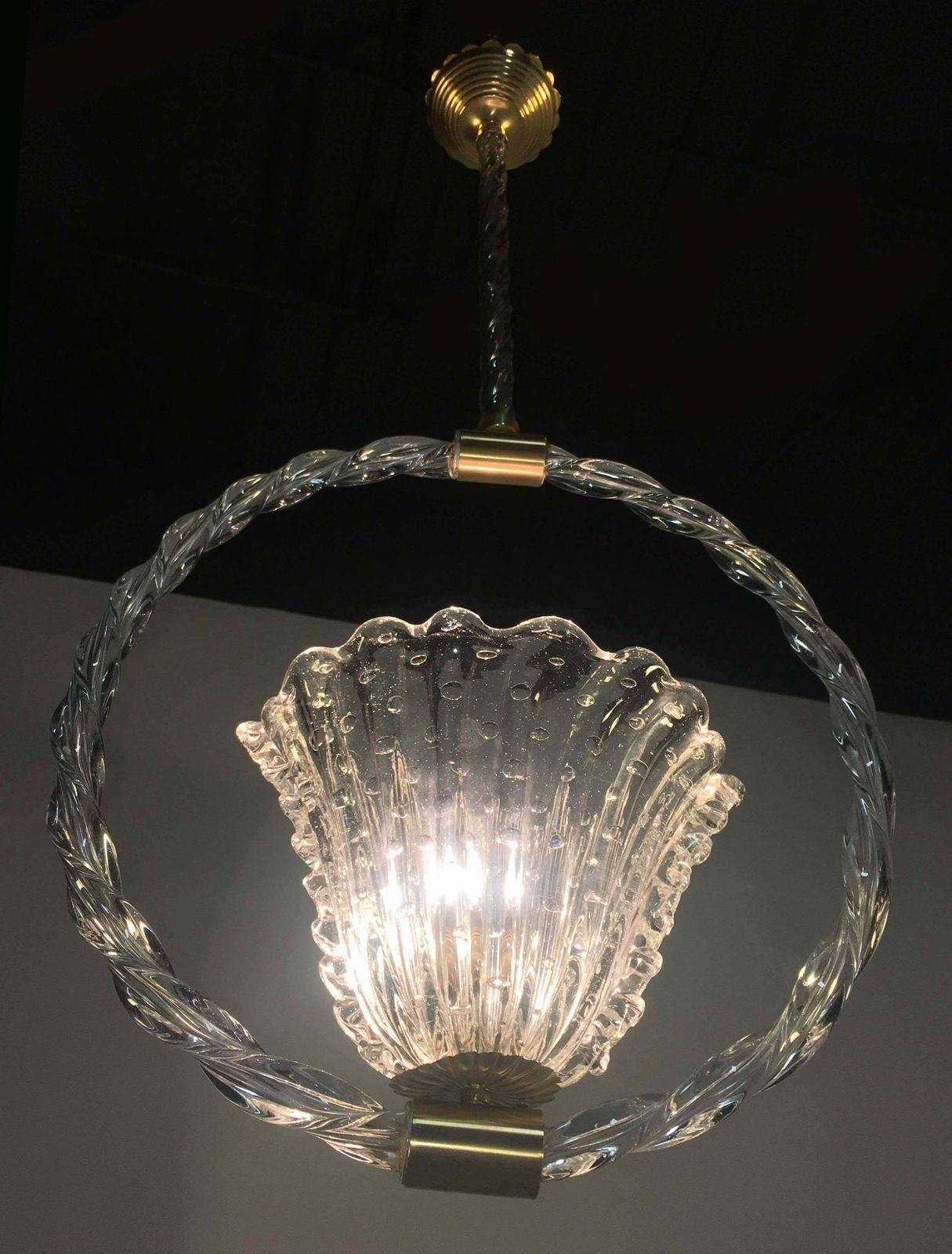 Charming Bubble Glass Pendant By Barovier And Toso  Murano  1940s photo vinterior