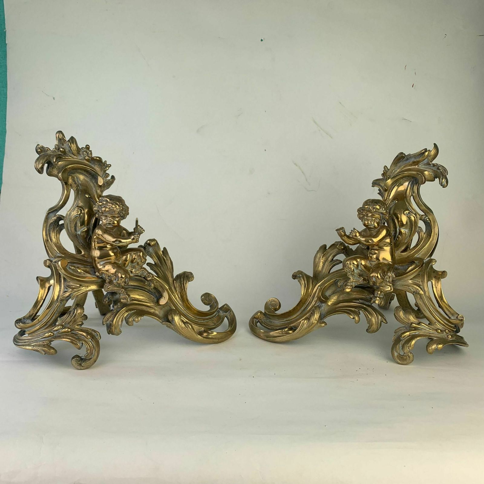 Fine Pair Of Gilded Brass Chenets/Fire Dogs photo furniture