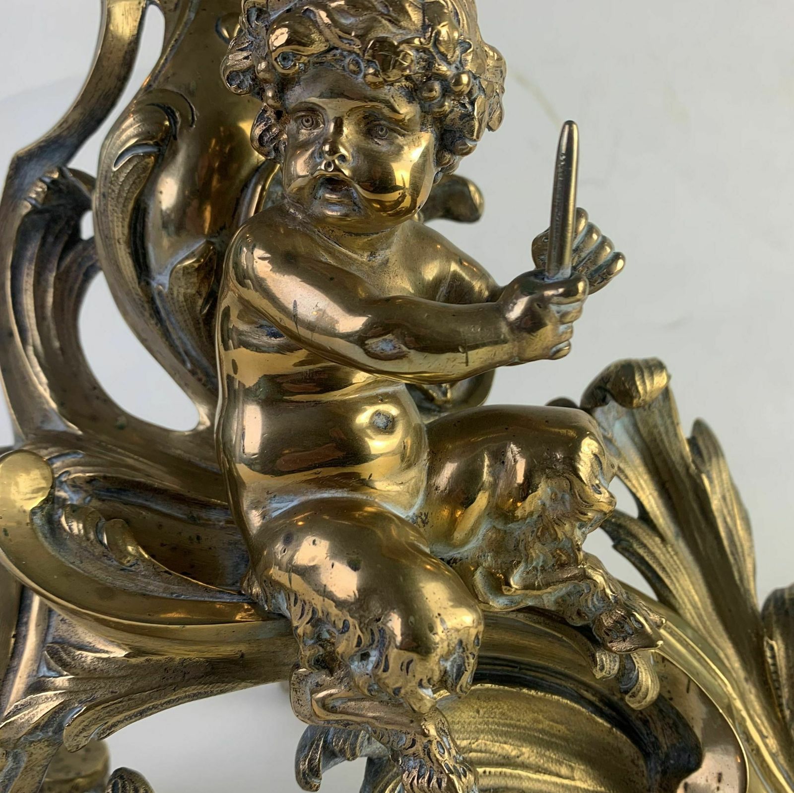 Fine Pair Of Gilded Brass Chenets/Fire Dogs photo vintage