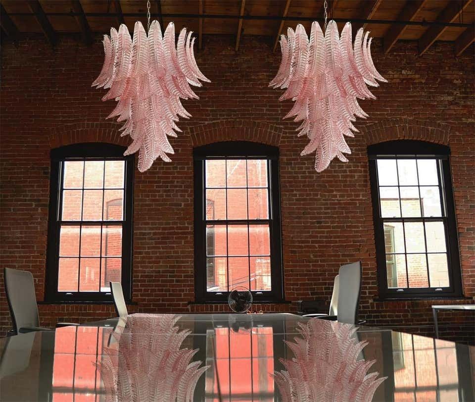 Beautiful Pair Of Murano Leaves Chandeliers photo furniture