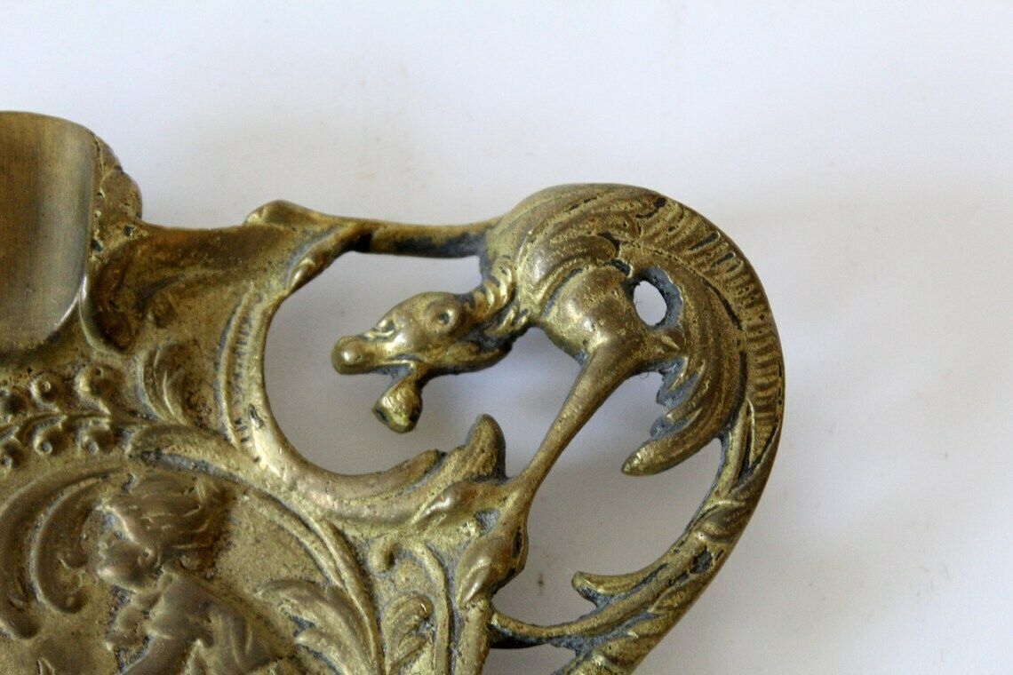 Antique Bronze Ashtray, Trinket Dish, Embossed Dragon, Gryphon Griffin Griffon, Pin Dish, Trinket Dish Vide Poche Coin Dish, Signed photo furniture