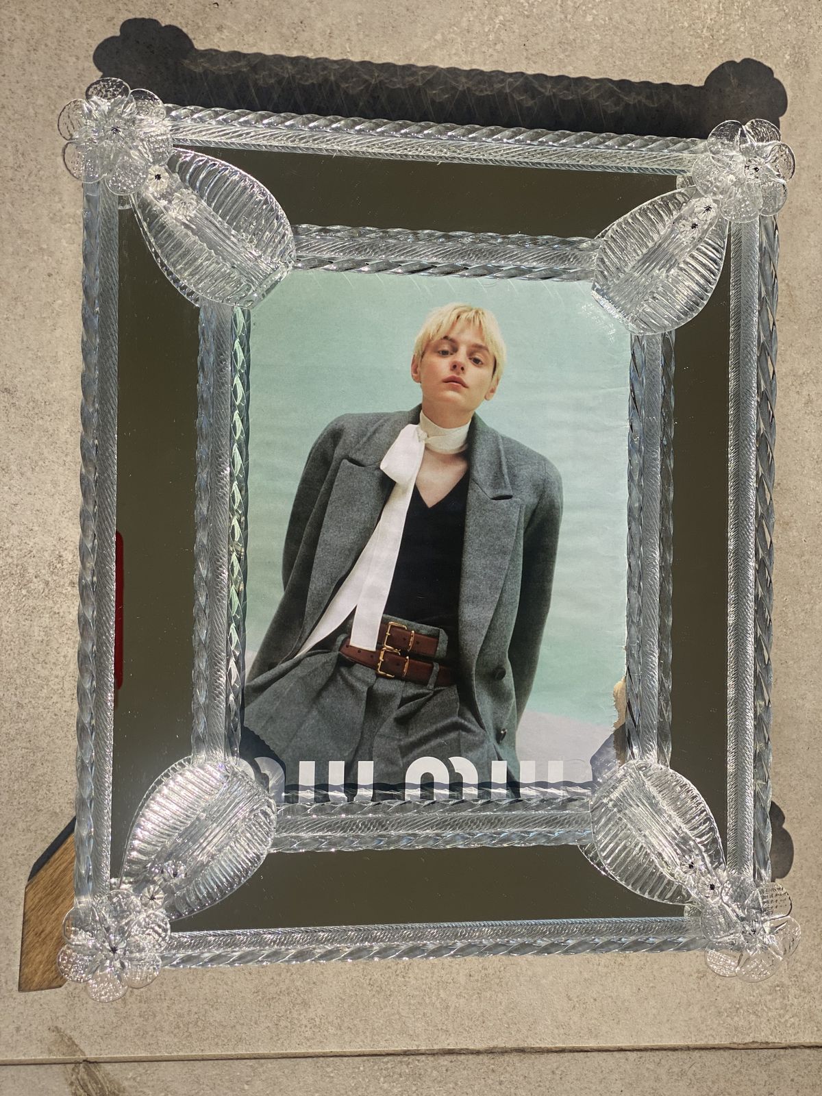 photo buy Transparent Murano Glass Photo Frame With Flowers.....Rare Artigian Italian Handmade
