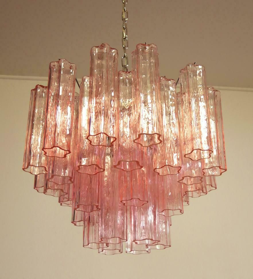 photo furniture Four Tronchi Chandeliers Style Toni Zuccheri, 36 Pink Glasses, Murano, 1990