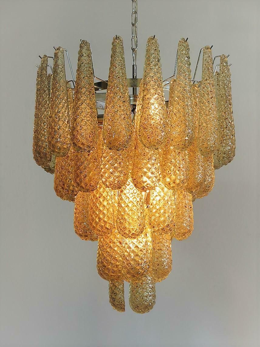 photo furniture Pair Of Italian Amber Crystal Chandelier, Murano