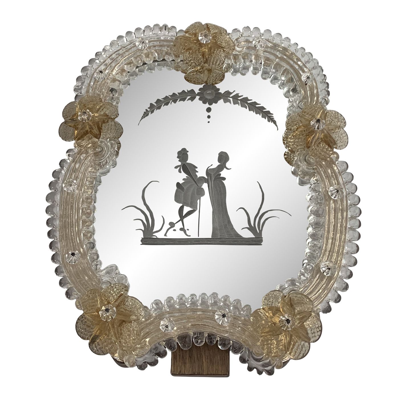 Transparent And Gold Murano Glass Photo Frame With Flowers And Hand Engraved.....Rare Artigian Italian Handmade photo 1550.0